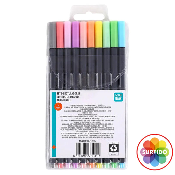 Rotuladores Pen Gear De Colores Surtido - 10 Uds