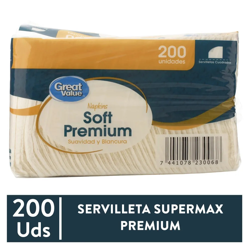 Servilletas Great Value De Papel Desechables Para Mesa Premium - 200 Unidades