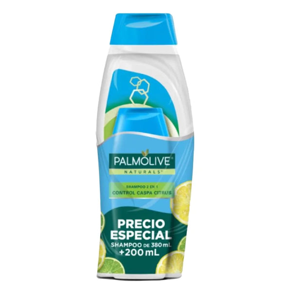 Shampoo Control Caspa Palmolive Naturals 2 En 1 Con Extractos Cítricos - 380ml + 200ml