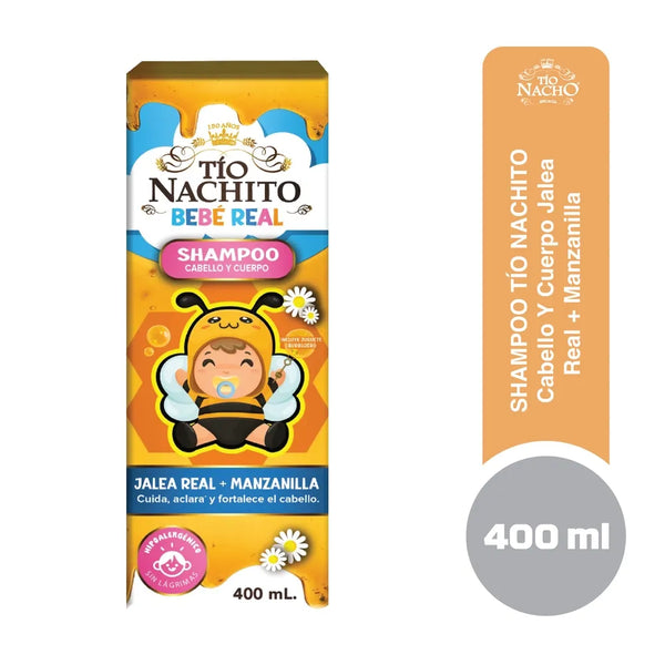 Shampoo Para Bebé Tío Nachito Jalea Real + Manzanilla- 400 Ml