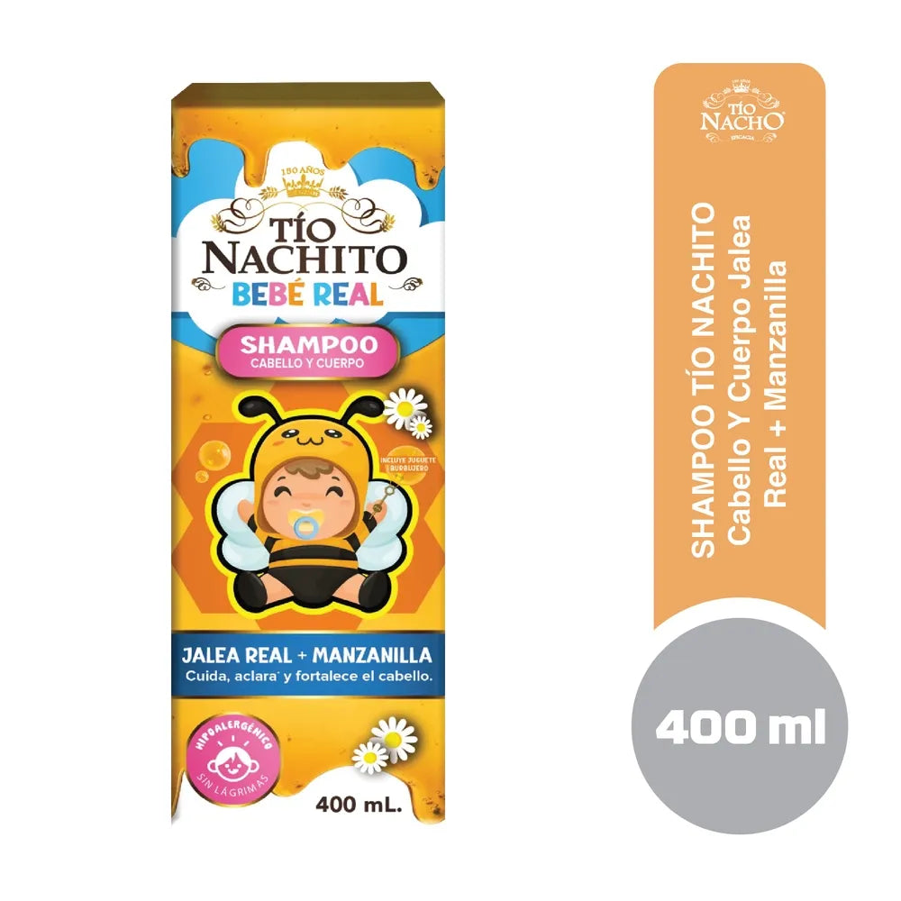 Shampoo Para Bebé Tío Nachito Jalea Real + Manzanilla- 400 Ml