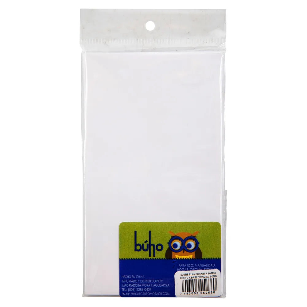 Sobre Blanco Buho Carta Paquete - 10 Unidades