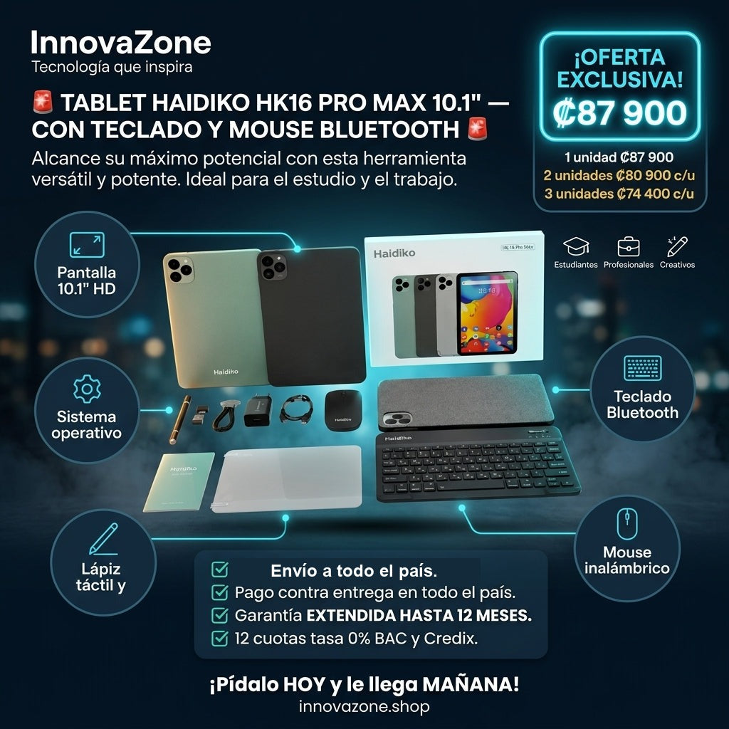 Tablet Haidiko HK16 Pro Max 10.1" con Teclado y Mouse - oferta