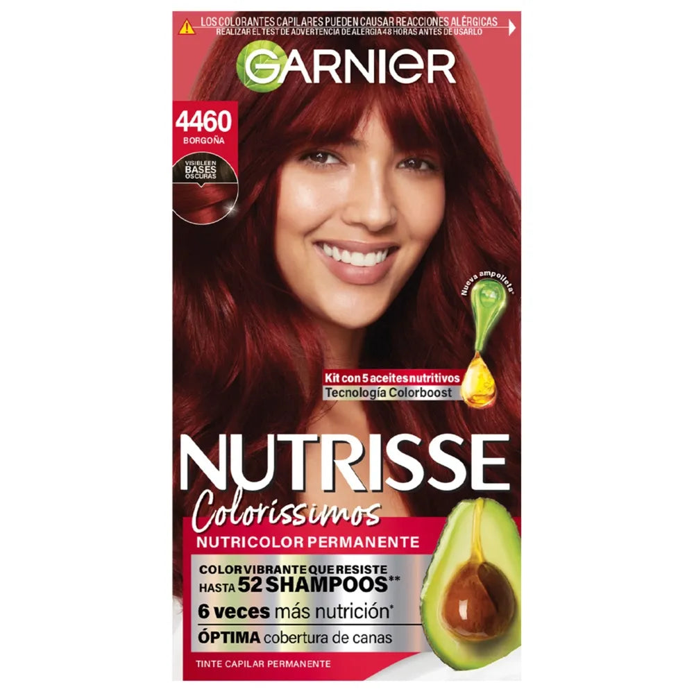Tinte Para Cabello Garnier Nutrisse Coloríssimos Tono Borgoña 4460 - 230g