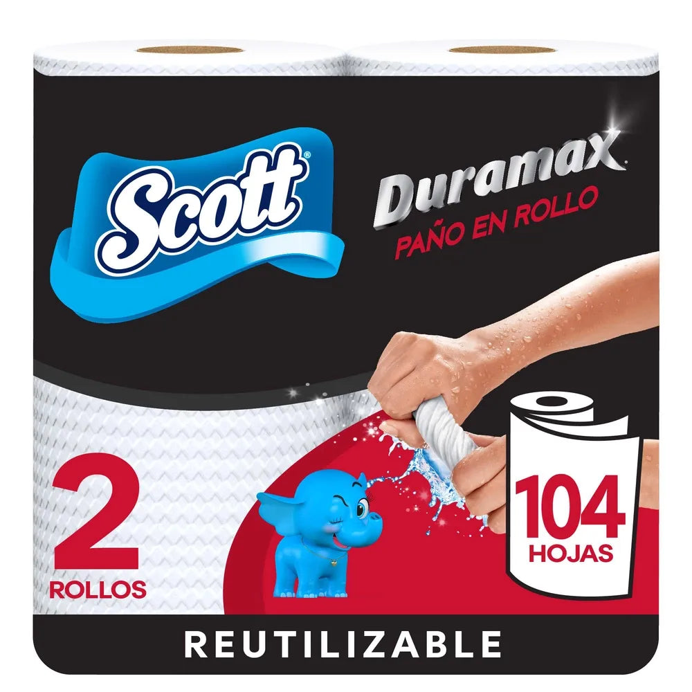 Toalla De Papel Reutilizable Scott Duramax 52 Hojas - 2 Rollos