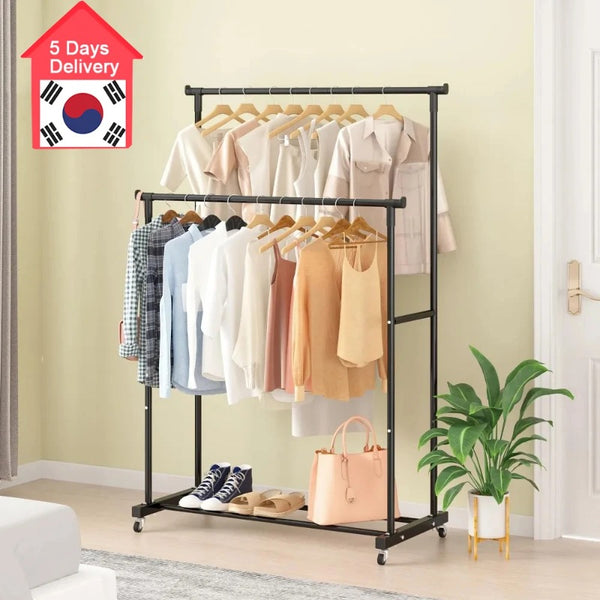 Clóset Organizador Metálico YP-618 Doble Barra con Ruedas