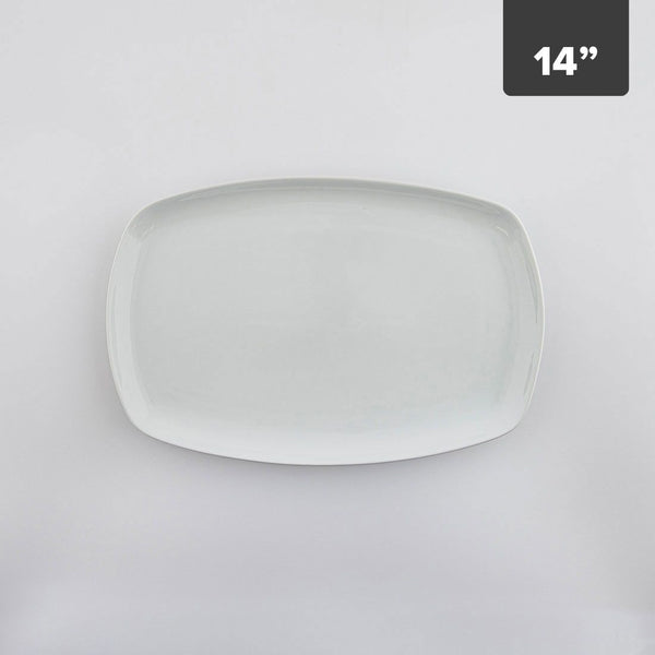 Plato Blanco Rectangular Porcelana 14in