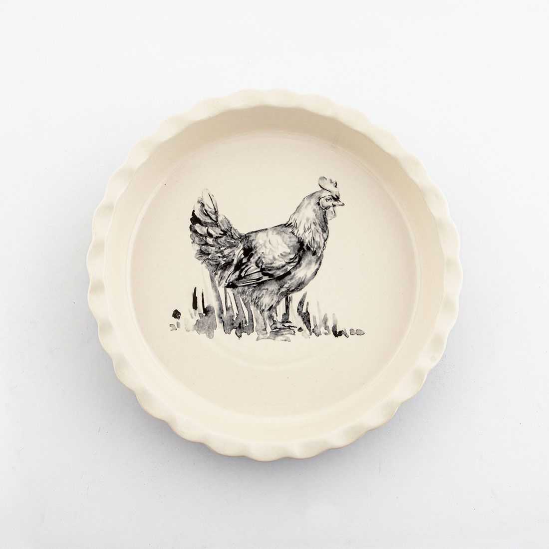Plato Servir Gallo Cerámica 25x25x4cm