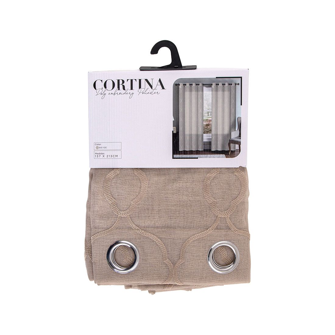 Cortina Doly Embroidery Poliéster 137x213cm