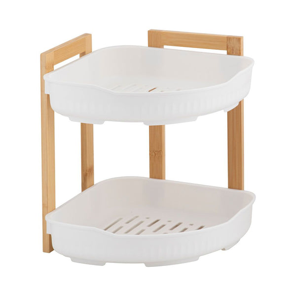 Organizador Esquinero Plástico Y Bambú 23x23x27cm