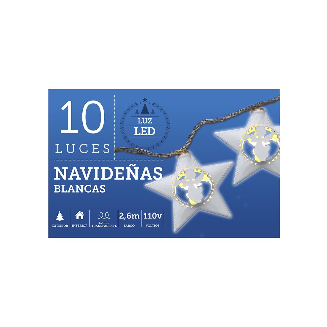 Luces Navidad 10 Ángeles 2.6m