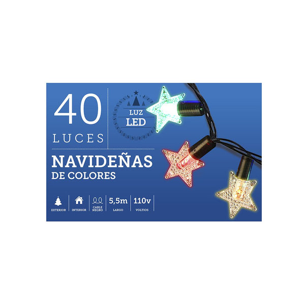 Luces Navidad Led Estrellas 5.5m 40 Luces