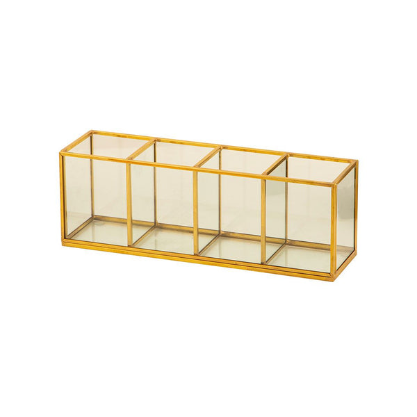 Organizador 4 Espacios Hierro Y Vidrio 26x7x9cm