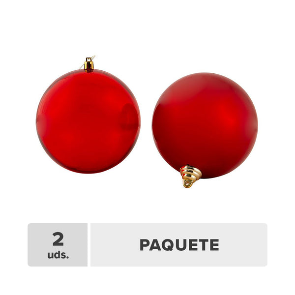 Esfera Navideña Roja Plástico 12cm 2unds