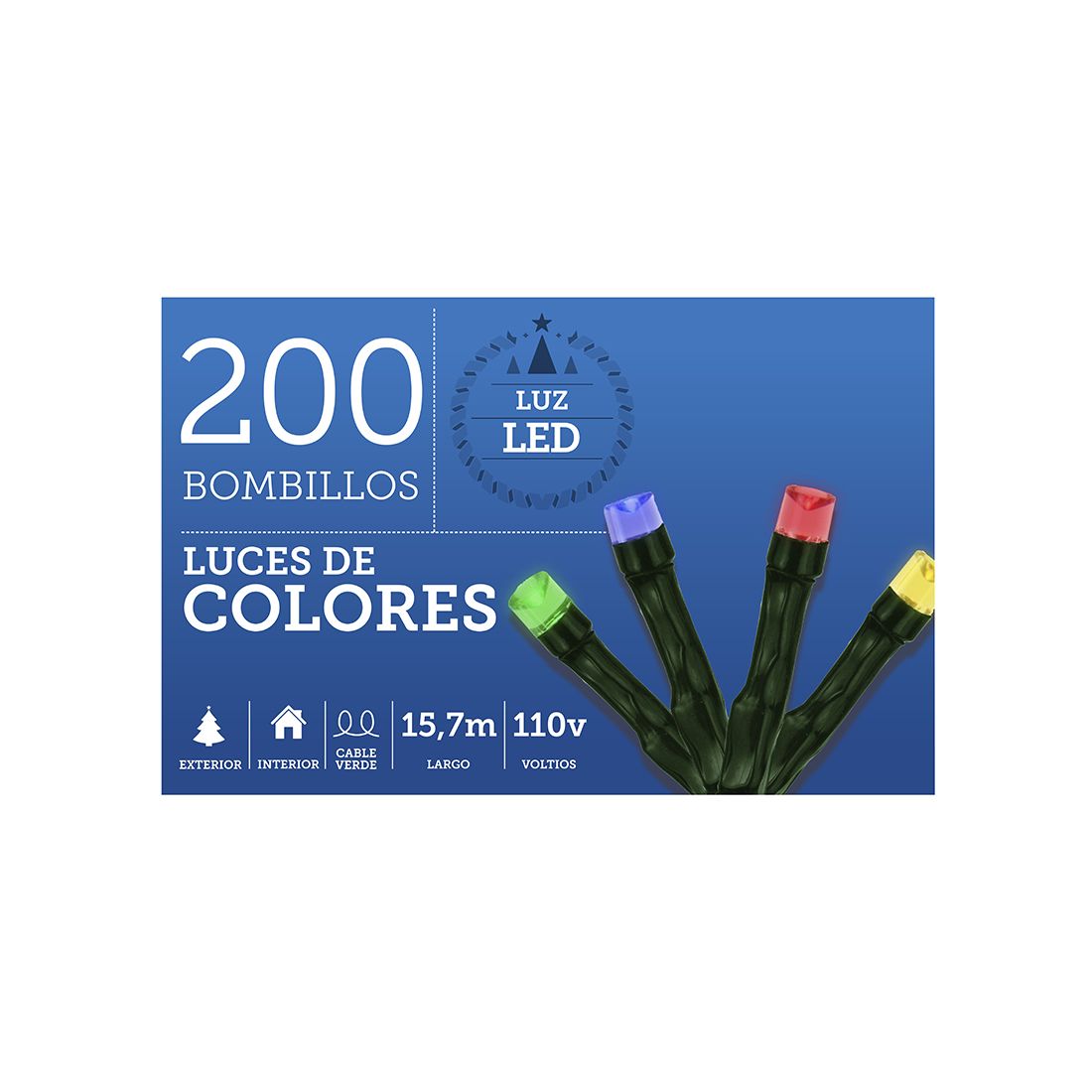 Luces Navidad Led Colores 200 Luces