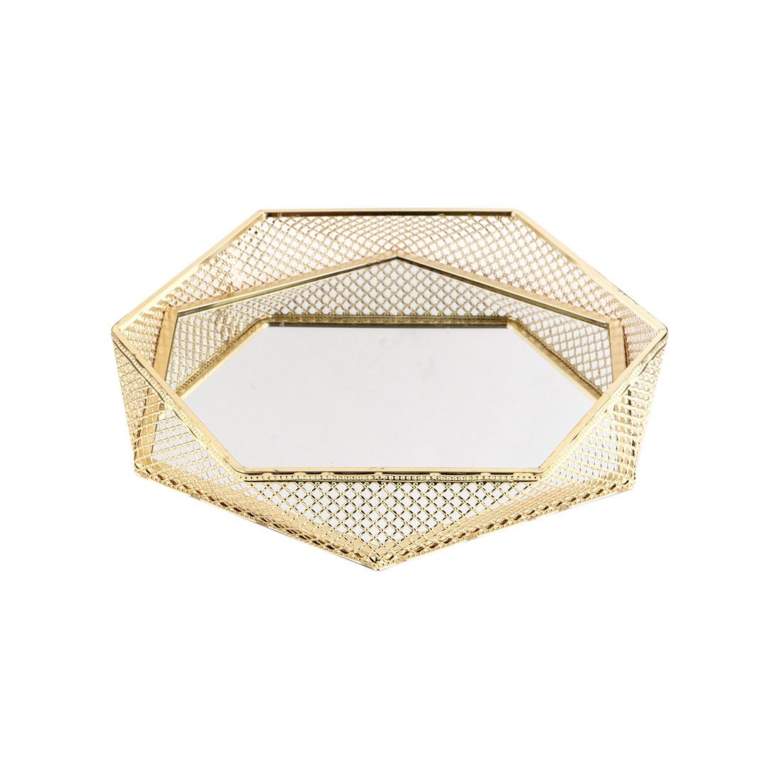 Bandeja Decorativa Metal Y Vidrio 30x30x6cm