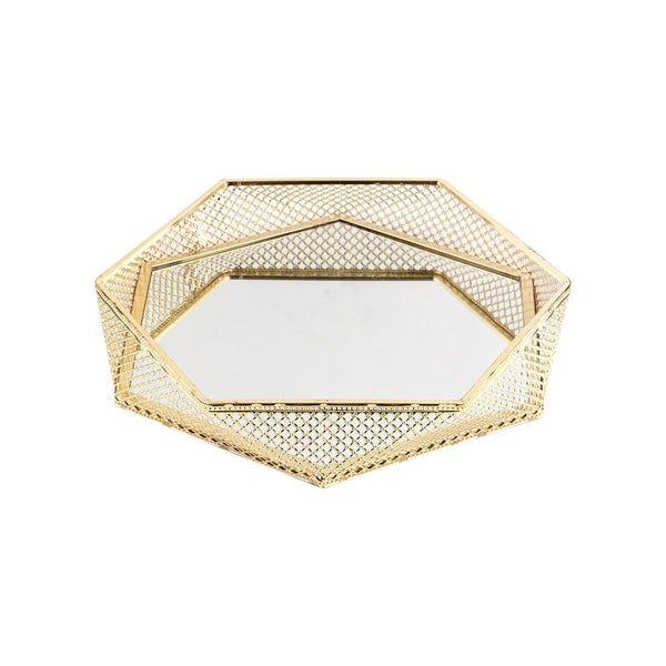 Bandeja Decorativa Metal Y Vidrio 30x30x6cm