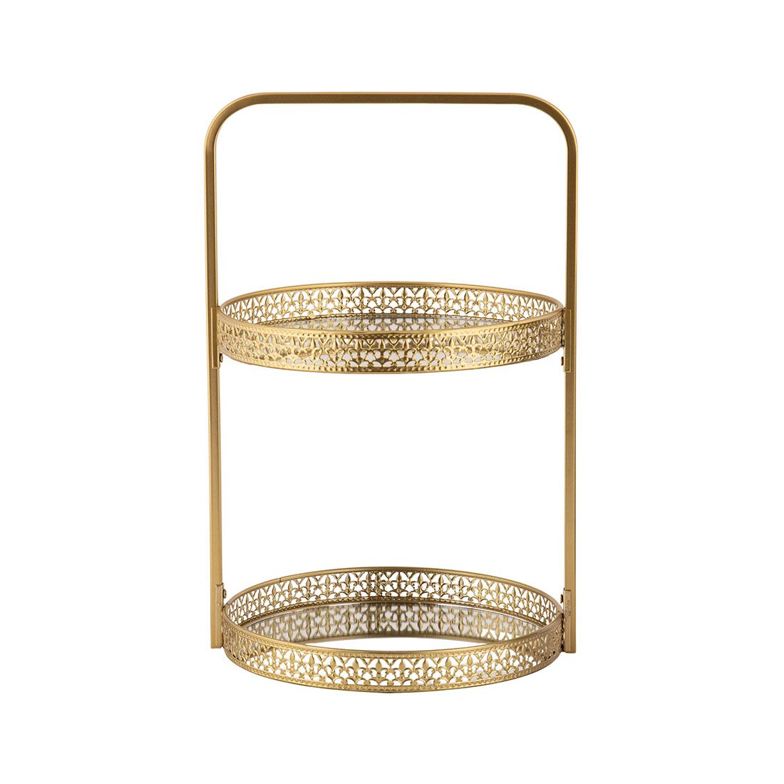 Bandeja Decorativa Metal Y Vidrio 26.5x24x40cm