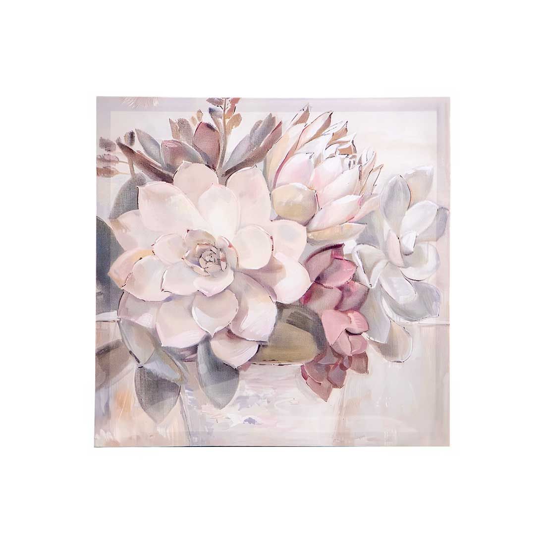Cuadro Decorativo Flores Lienzo Madera 40x40x2.5cm