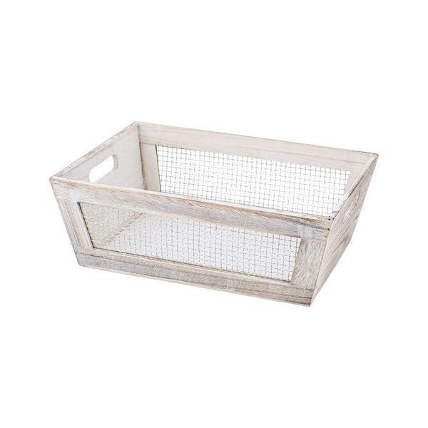 Canasta Decorativa Madera Y Hierro 37x27x13cm