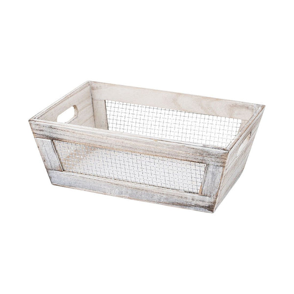 Canasta Decorativa Madera Y Hierro 33x23x12cm