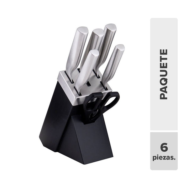 Cuchillos Con Base Plástico Y Acero Inoxidable 6pcs