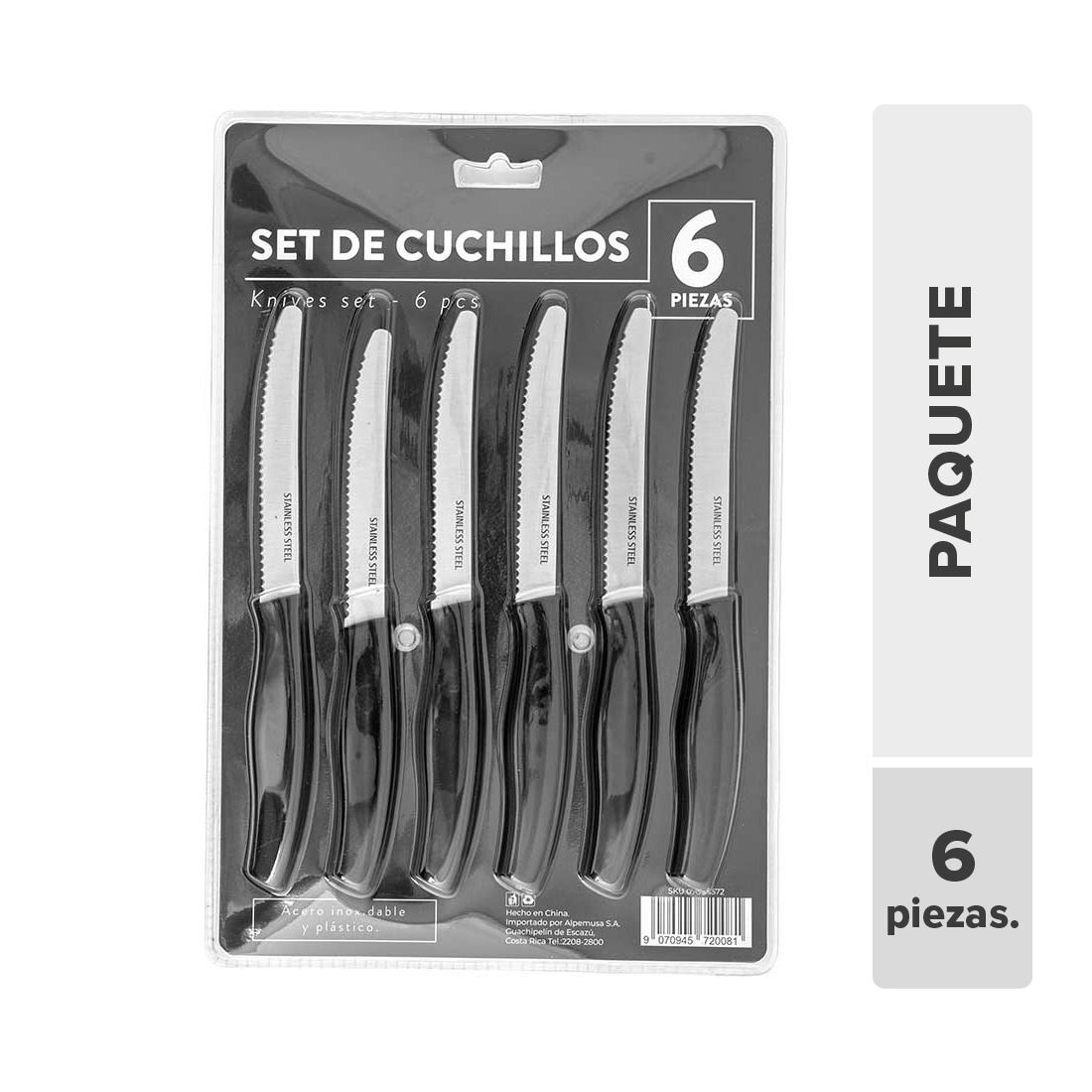 Cuchillos Para Carne Plástico Y Acero Inoxidable 8.2in 6pcs