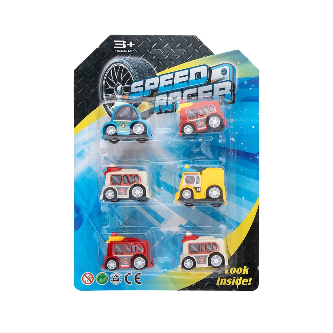 Carro Caricatura Plástico 6pcs