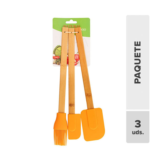 Utensilios Cocina Bambú Y Silicón 30cm 3pcs