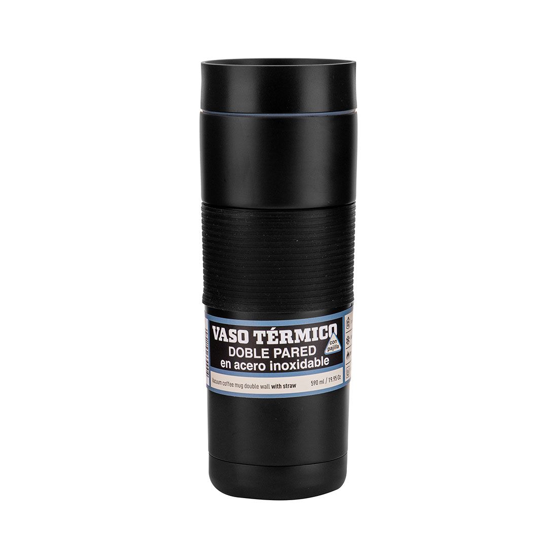 Vaso Térmico Con Pajilla Acero Inoxidable 590ml