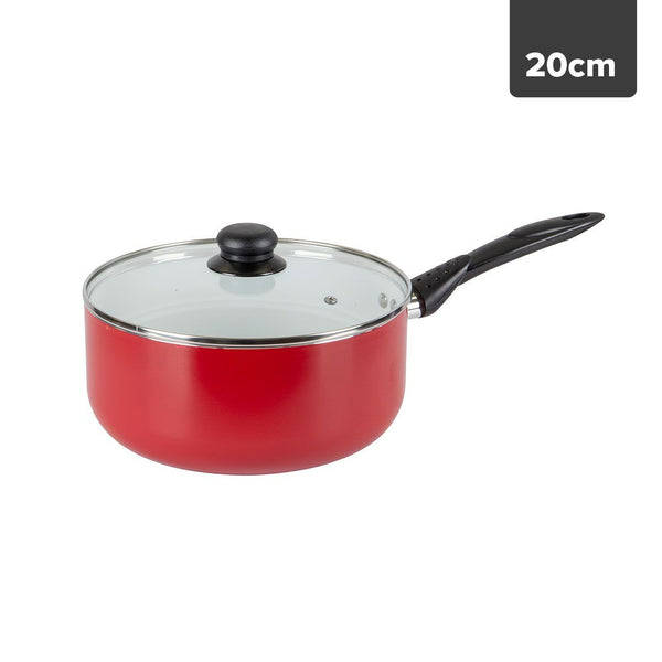 Olla Roja Con Tapa Cerámica 20cm