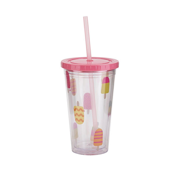 Vaso Con Pajilla Plástico 473ml