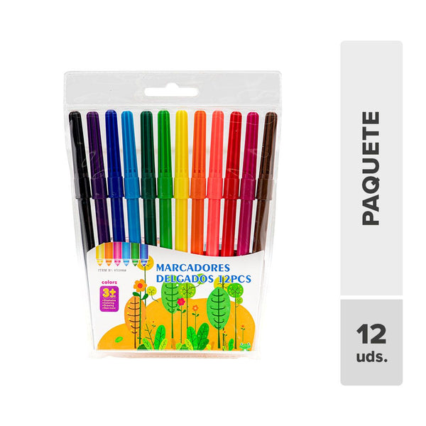 Marcador Delgado Colores 12unds