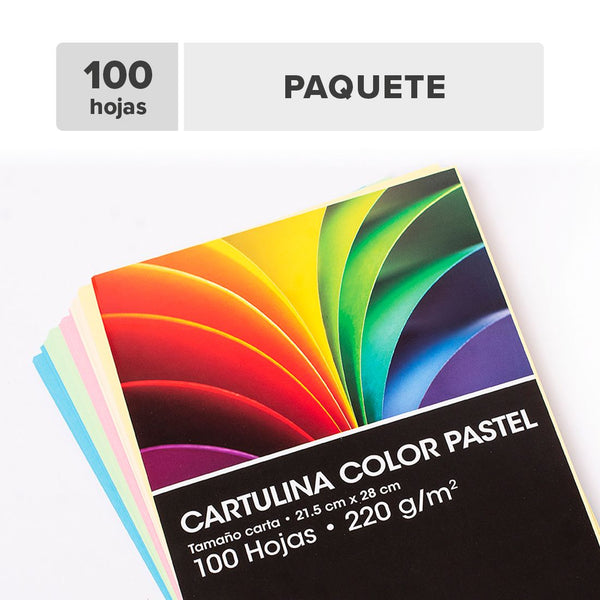 Cartulina Colores Pastel 21.5x28cm 100hojas