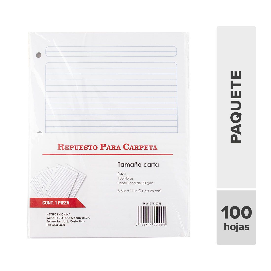 Papel Rayado Tamaño Carta 21x28cm 100unds