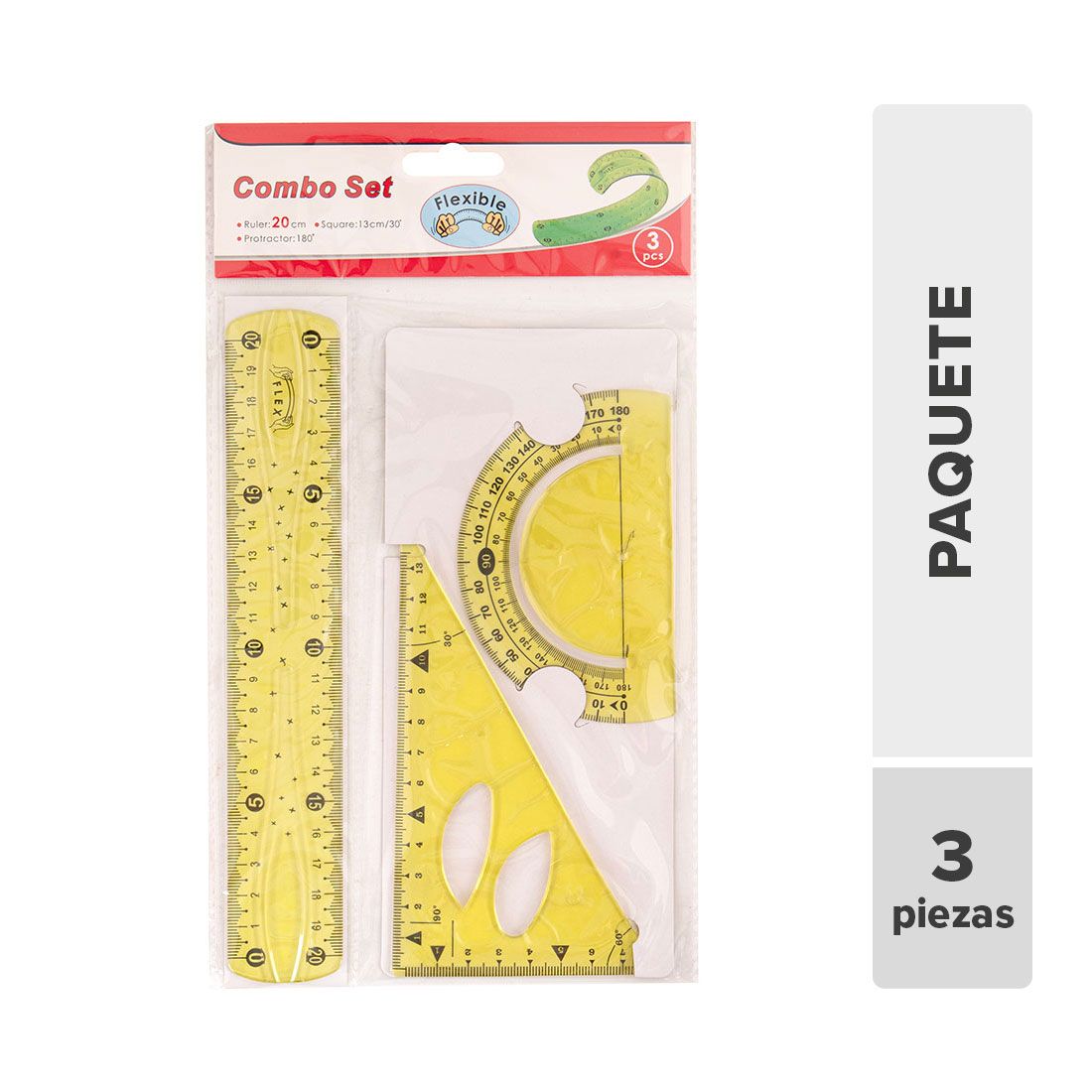 Juego Geometría Plástico 3pcs