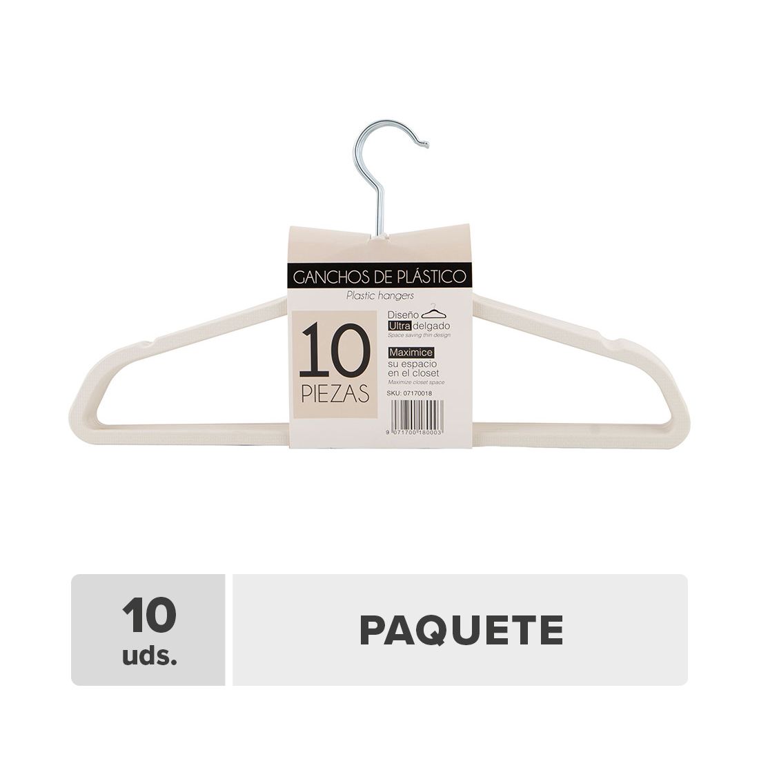 Gancho Ropa Ultra Delgado Plástico 10unds