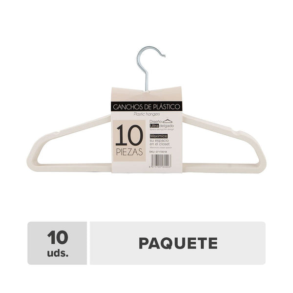 Gancho Ropa Ultra Delgado Plástico 10unds