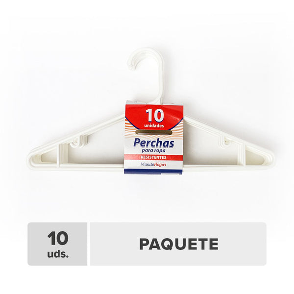 Gancho Ropa Blanco Plástico Uchosa 40x20x5cm 10unds