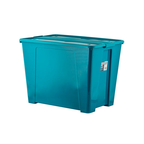 Caja Turquesa Con Clips Plástica 120lt