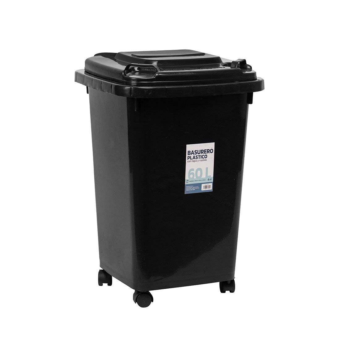 Basurero Con Tapa Y Ruedas Plástico 60lt