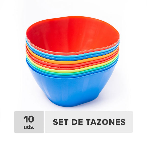 Tazón Colores Plástico 350ml 10unds