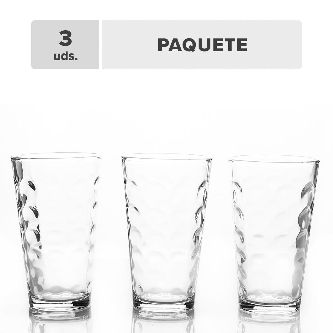 Vaso Círculos Vidrio Labrado 16oz 3unds