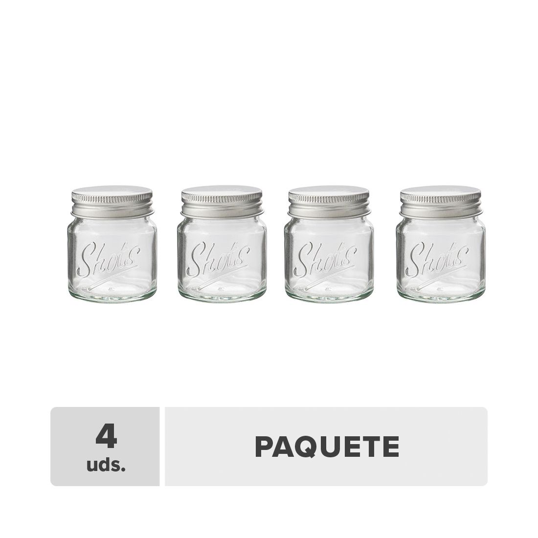 Frasco Mini Tapa Plateado Vidrio 60ml 4unds