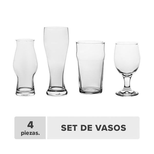 Juego Cervecero Vidrio 4pcs