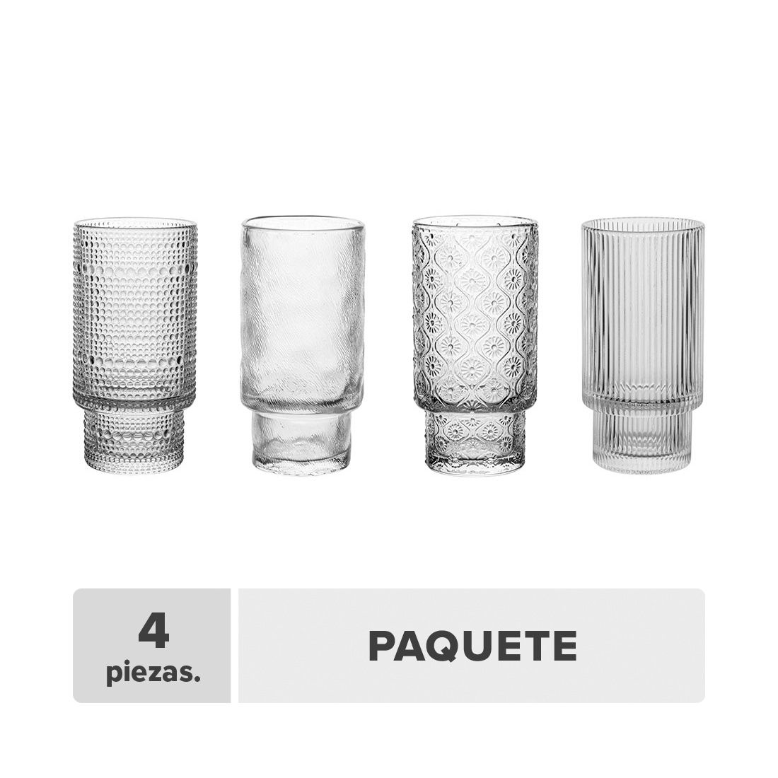 Vaso Labrado Vidrio 10oz 4unds