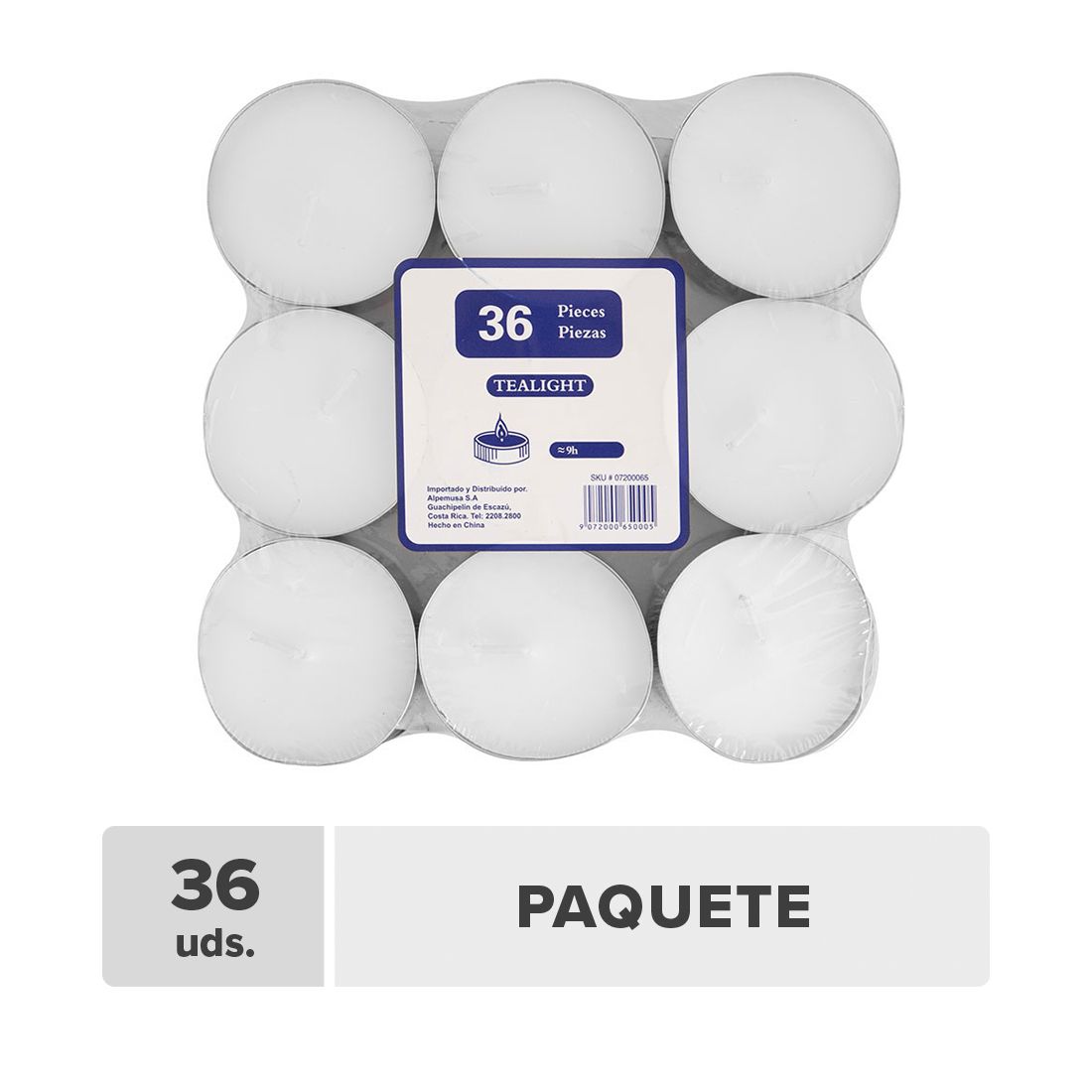 Tealight Grandes Blancas 45g 36unds