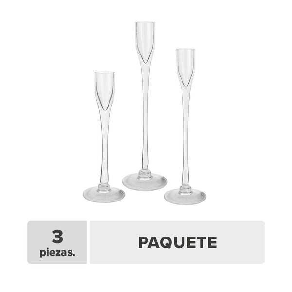 Candelabro Vidrio 20-23-26cm 3pcs