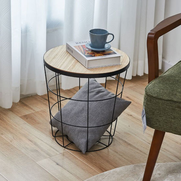 Mesa Lateral Circular Metal Y Mdf 38x40cm