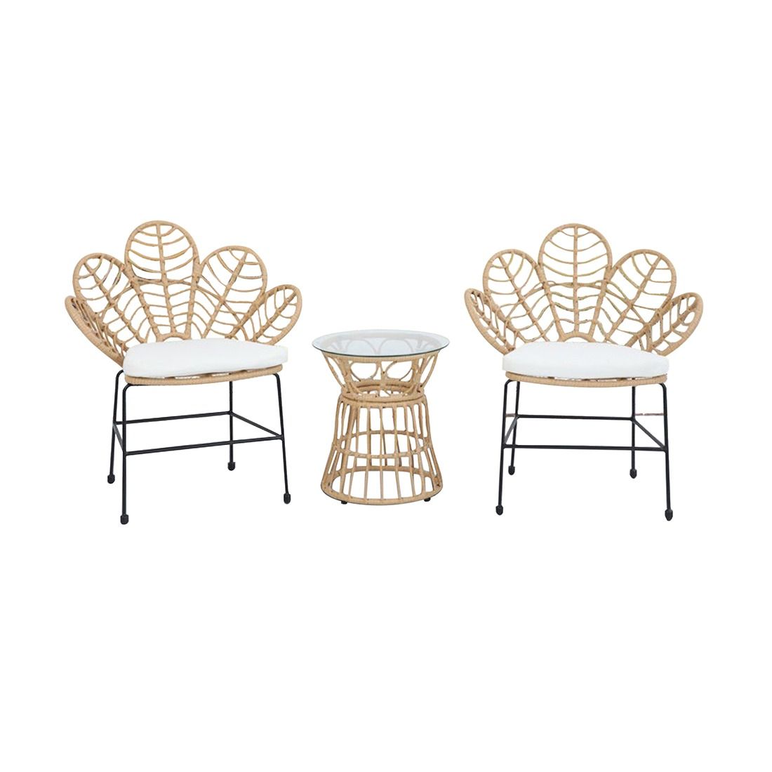 Set Jardín Flor Ratán 3pcs